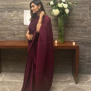 Purple pleated saree
